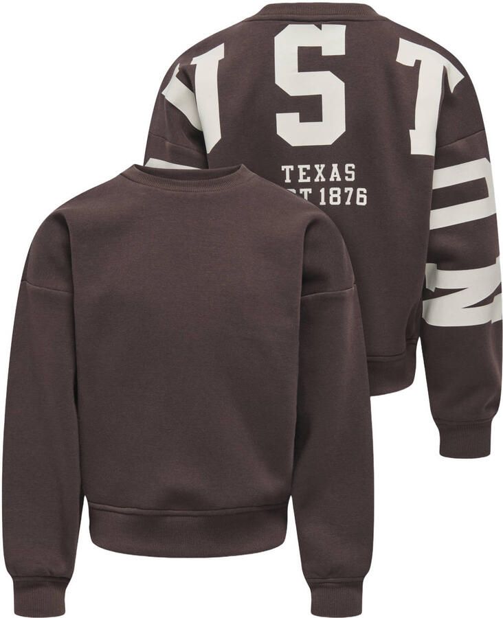 ONLY KIDS GIRL sweater met backprint donkerbruin - Foto 2