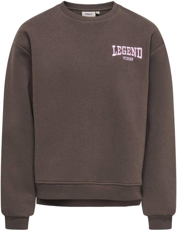 ONLY KIDS GIRL sweater met backprint donkerbruin Backprint