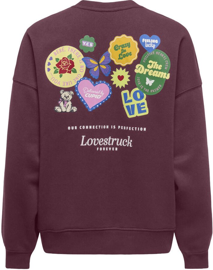 ONLY KIDS GIRL sweater met backprint donkerrood