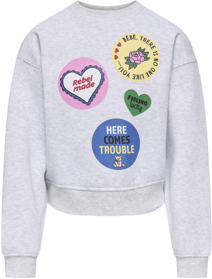 ONLY KIDS GIRL sweater met backprint grijs
