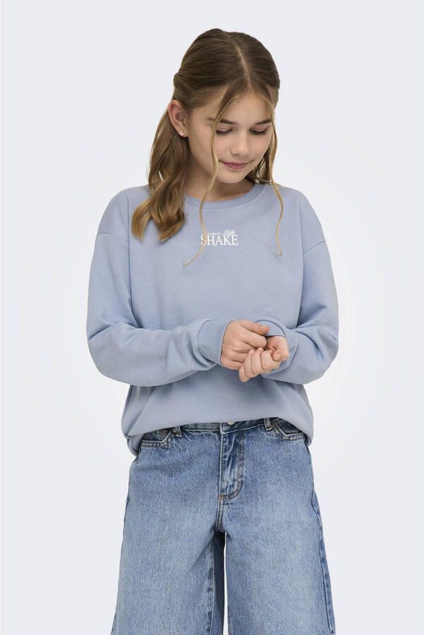 ONLY KIDS GIRL sweater met backprint lichtblauw