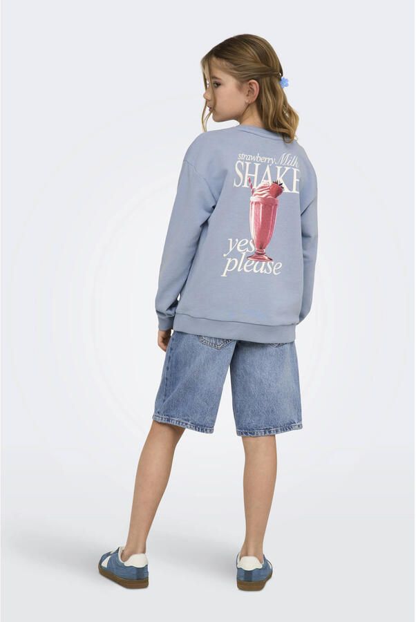 ONLY KIDS GIRL sweater met backprint lichtblauw - Foto 3