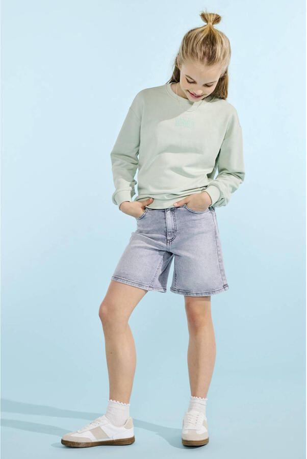 ONLY KIDS GIRL sweater met backprint mintgroen