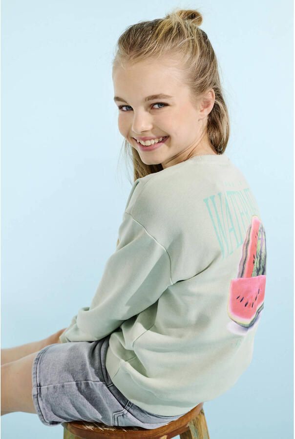 ONLY KIDS GIRL sweater met backprint mintgroen - Foto 3