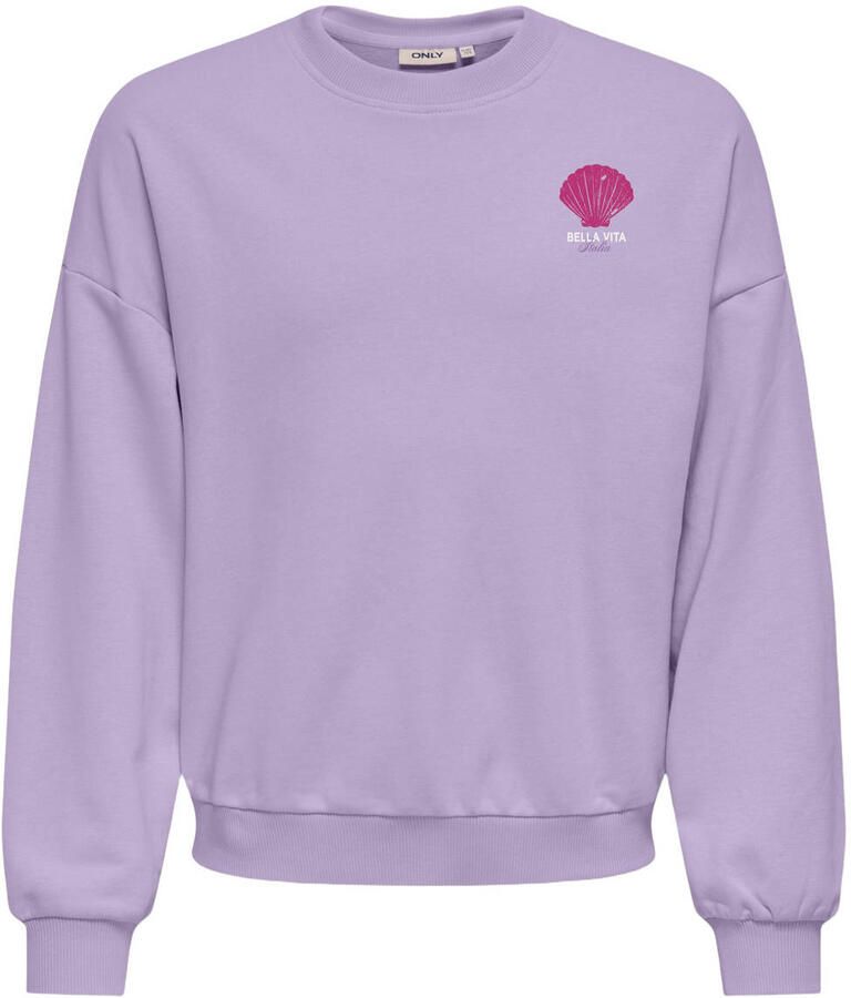 ONLY KIDS GIRL sweater met backprint paars