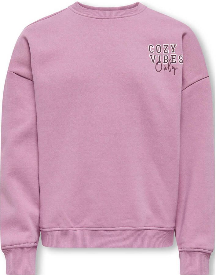 ONLY KIDS GIRL sweater met backprint roze