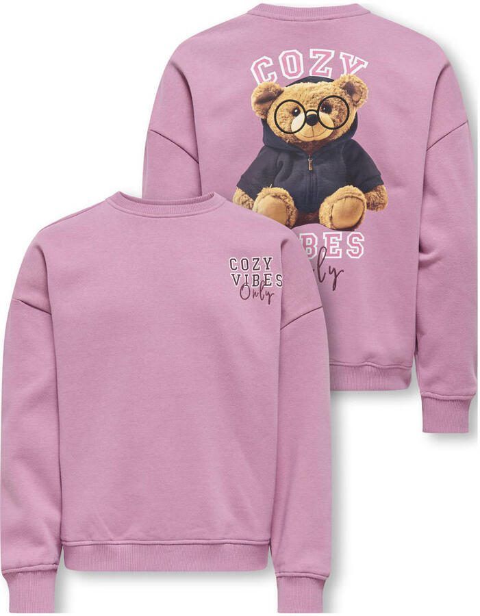 ONLY KIDS GIRL sweater met backprint roze - Foto 2