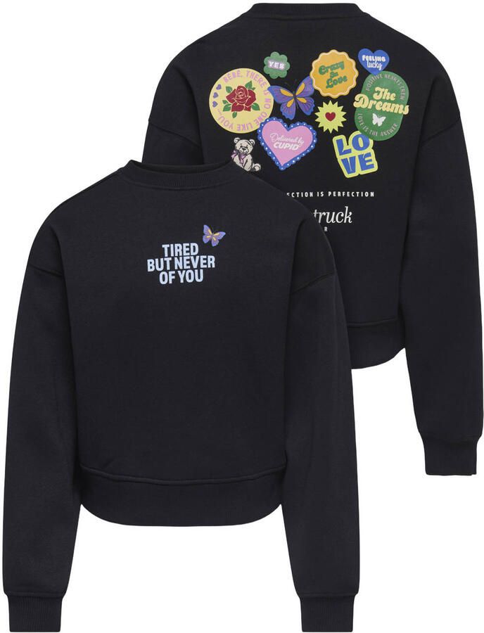 ONLY KIDS GIRL sweater met backprint zwart Meisjes Polyester Ronde hals - Foto 2