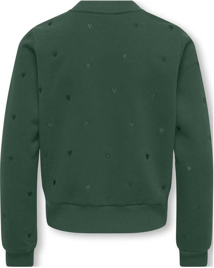ONLY KIDS GIRL sweater met hartjes donkergroen