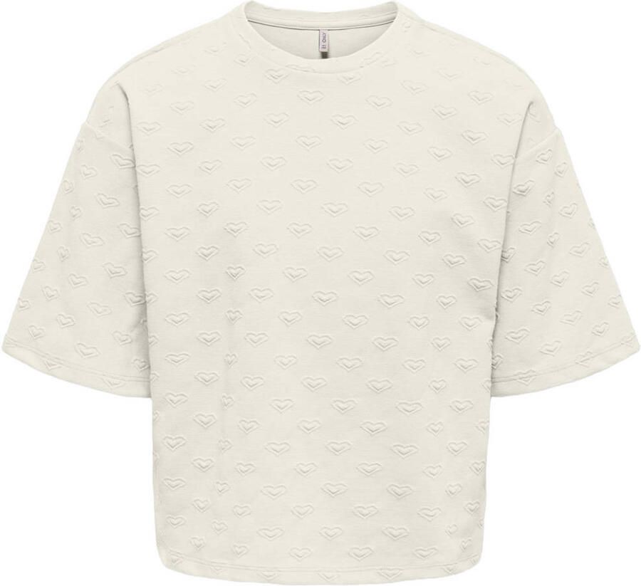 ONLY KIDS GIRL sweater met hartjes ecru