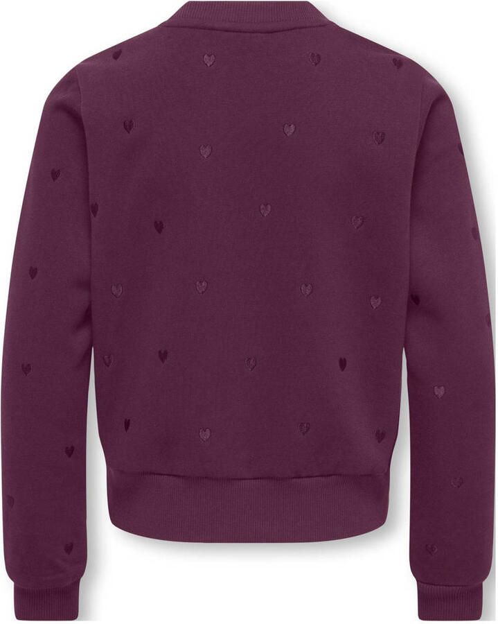 ONLY KIDS GIRL sweater met hartjes paars Hartjes