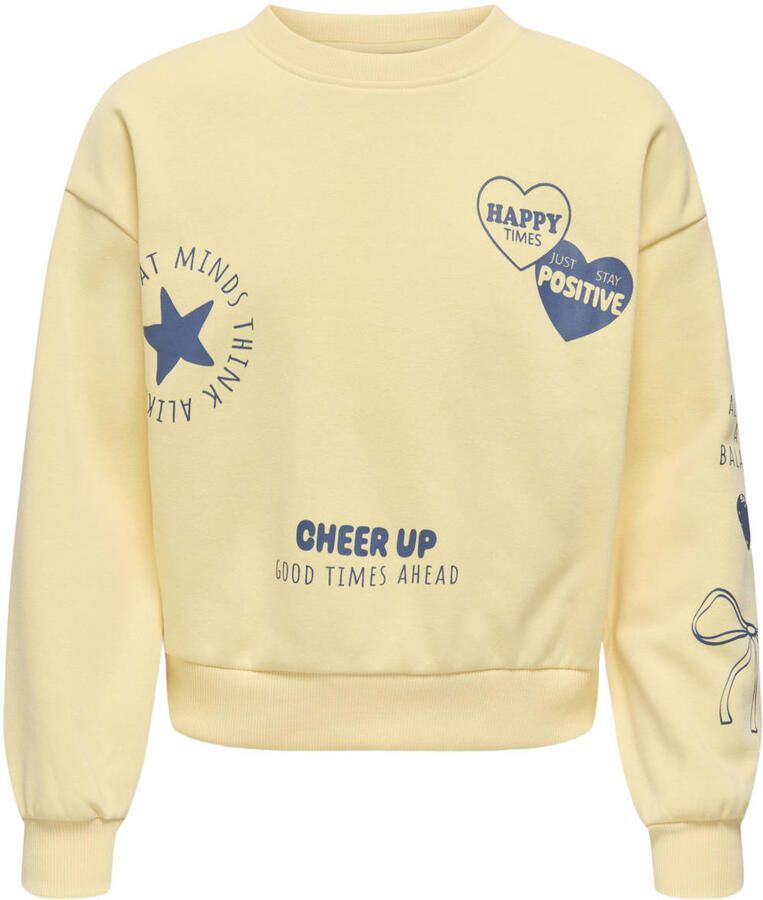 ONLY KIDS GIRL sweater met print geel