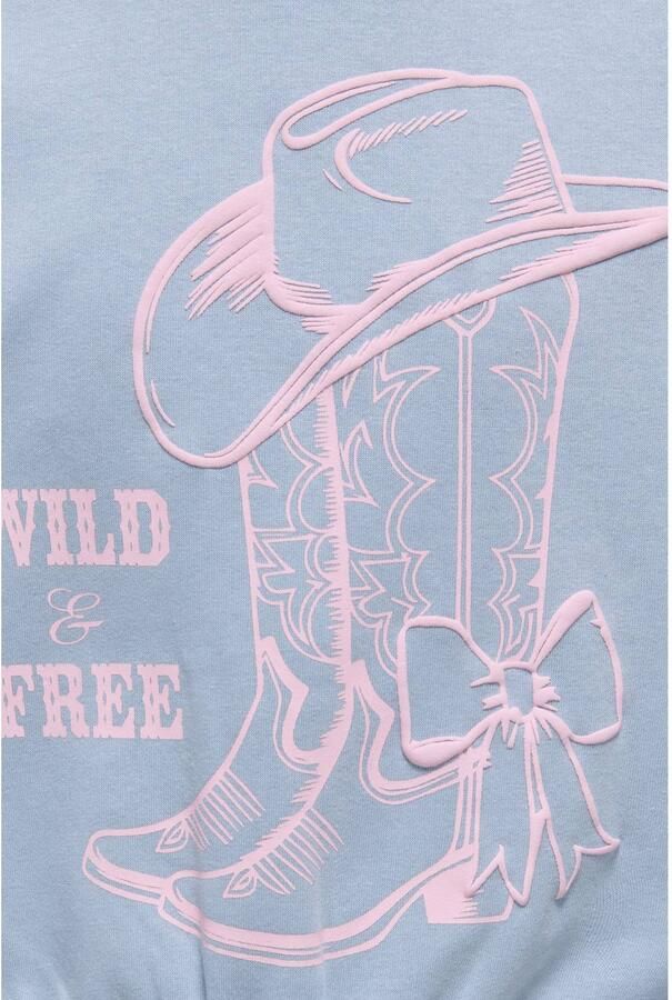 ONLY KIDS GIRL sweater met print lichtblauw Printopdruk - Foto 2