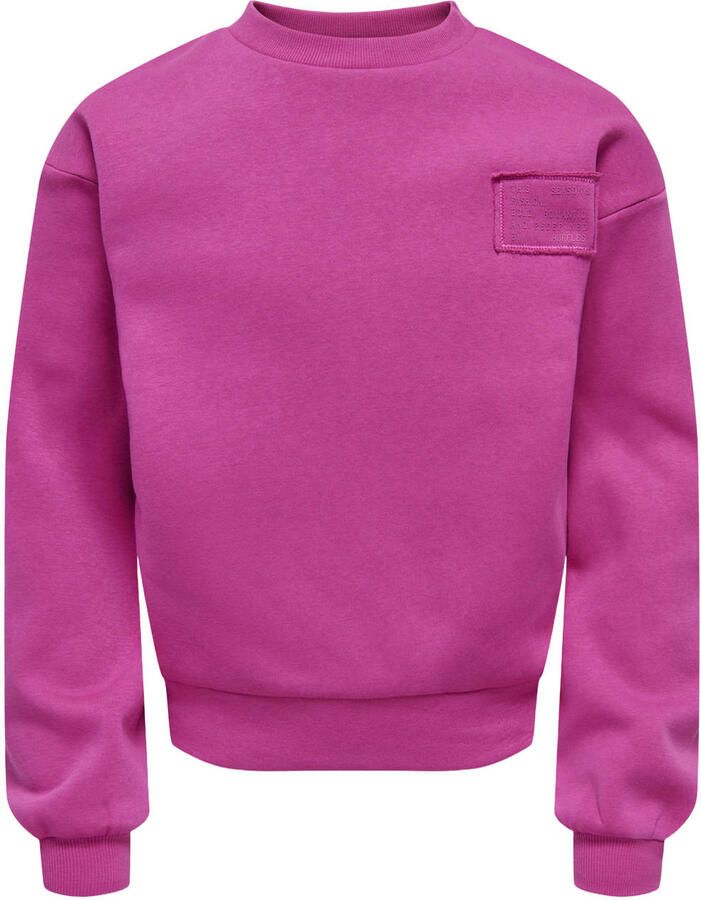 ONLY KIDS GIRL sweater met ruches fuchsia Roze Effen