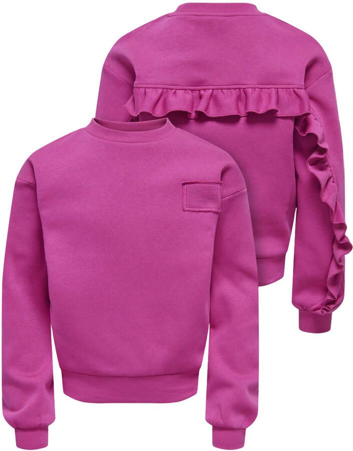 ONLY KIDS GIRL sweater met ruches fuchsia Roze Effen - Foto 2