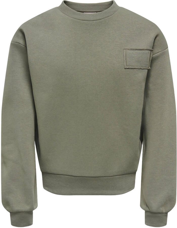 ONLY KIDS GIRL sweater met ruches olijfgroen Effen