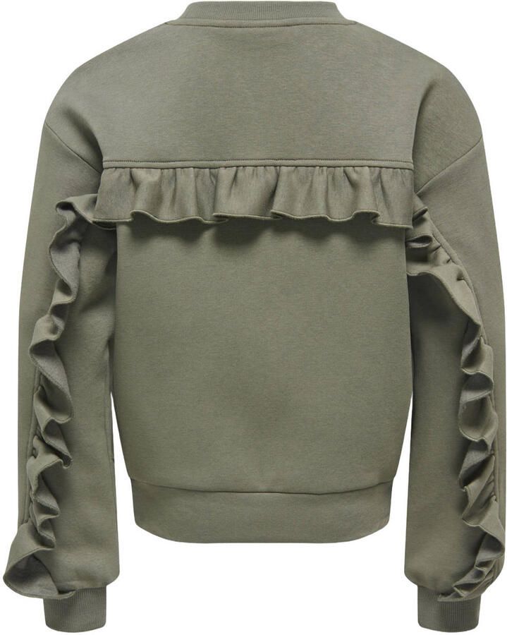 ONLY KIDS GIRL sweater met ruches olijfgroen Effen - Foto 2