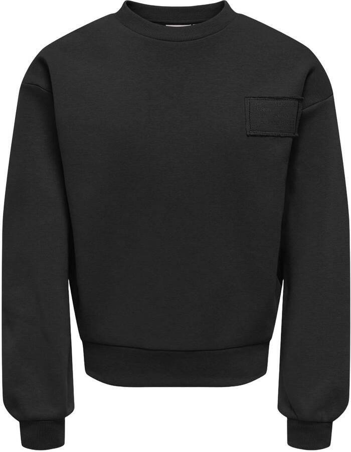 ONLY KIDS GIRL sweater met ruches zwart Effen