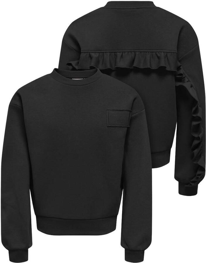 ONLY KIDS GIRL sweater met ruches zwart Effen - Foto 2