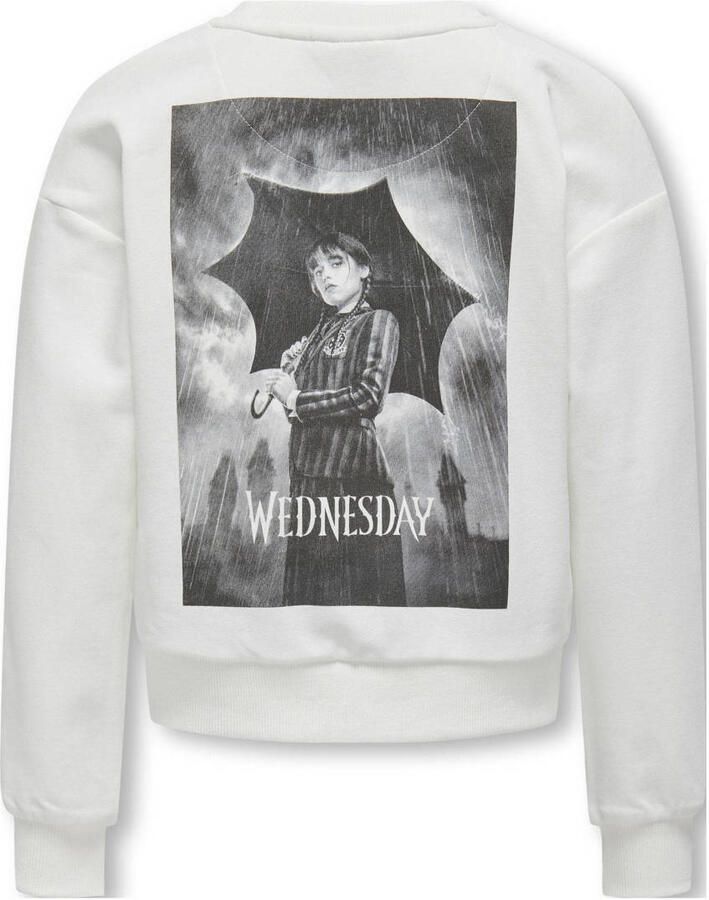 ONLY KIDS GIRL sweater met Wednesday print wit - Foto 2