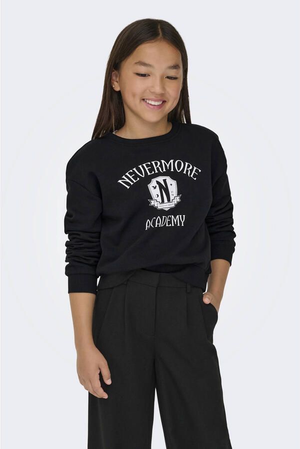 ONLY KIDS GIRL sweater met Wednesday print zwart - Foto 3