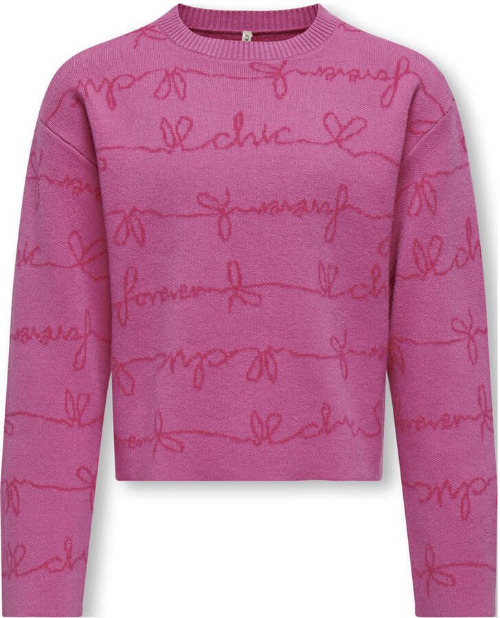 Only KIDS GIRL sweater roze Trui Meisjes Viscose Ronde hals All over print 122 128 - Foto 2