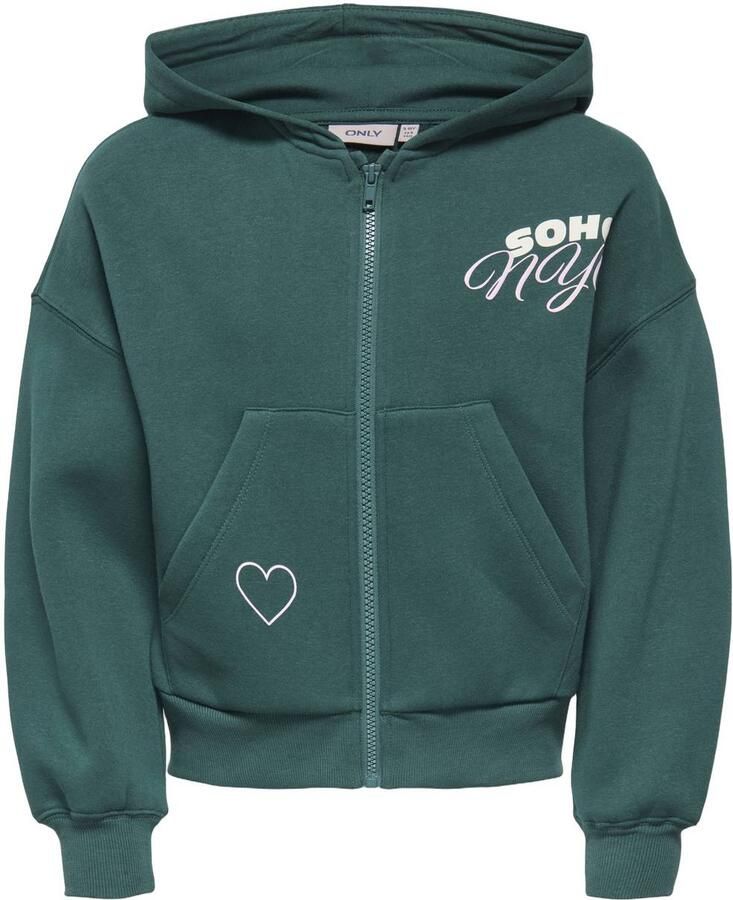 ONLY KIDS GIRL sweatvest met backprint groen Backprint