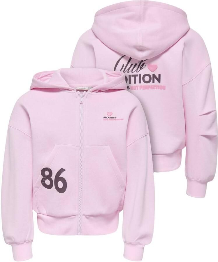 ONLY KIDS GIRL sweatvest met backprint lichtroze Backprint - Foto 2