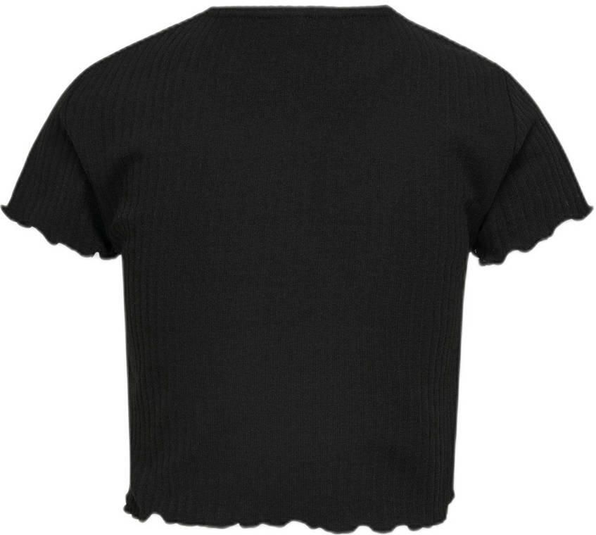 Only KIDS GIRL T-shirt KONNELLA met ruches zwart Meisjes Polyester Ronde hals 146 152