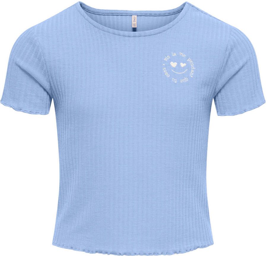 ONLY KIDS GIRL T-shirt lichtblauw met textuur