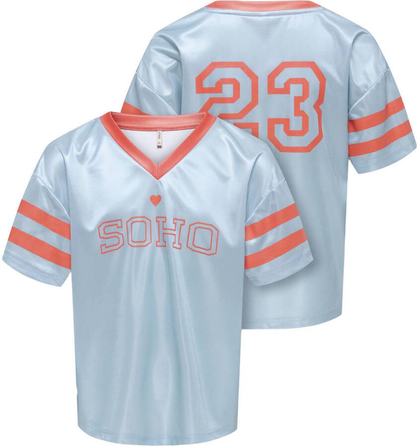ONLY KIDS GIRL T-shirt lichtblauw oranje - Foto 3