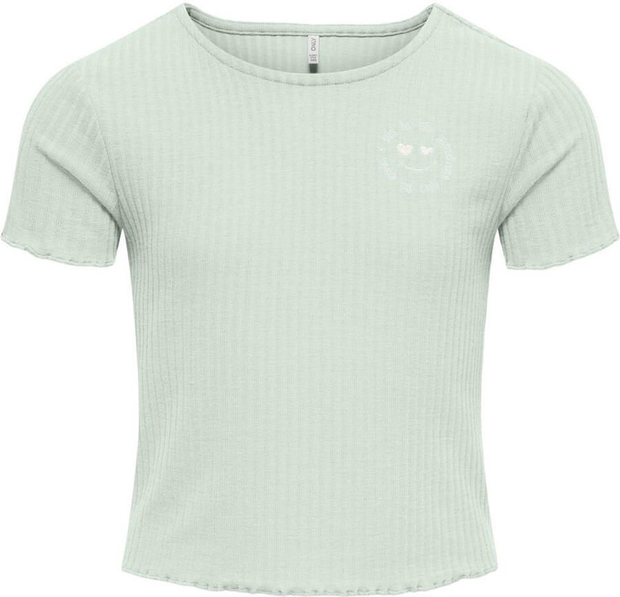 ONLY KIDS GIRL T-shirt lichtgroen met textuur