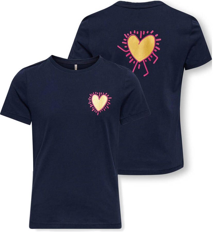 ONLY KIDS GIRL T-shirt met backprint donkerblauw