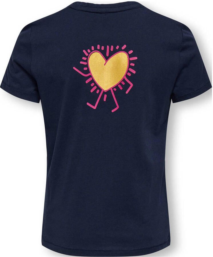 ONLY KIDS GIRL T-shirt met backprint donkerblauw - Foto 2