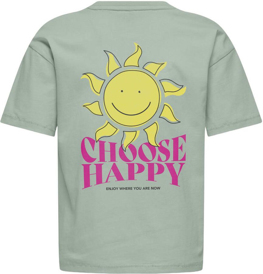 ONLY KIDS GIRL T-shirt met backprint lichtgroen