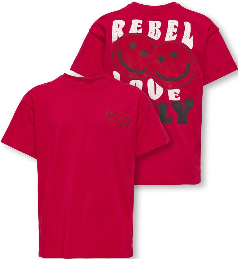 ONLY KIDS GIRL T-shirt met backprint rood