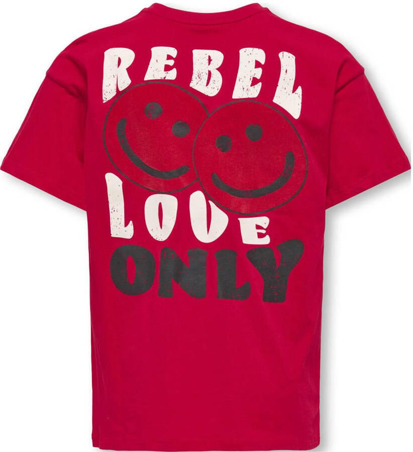 ONLY KIDS GIRL T-shirt met backprint rood - Foto 2
