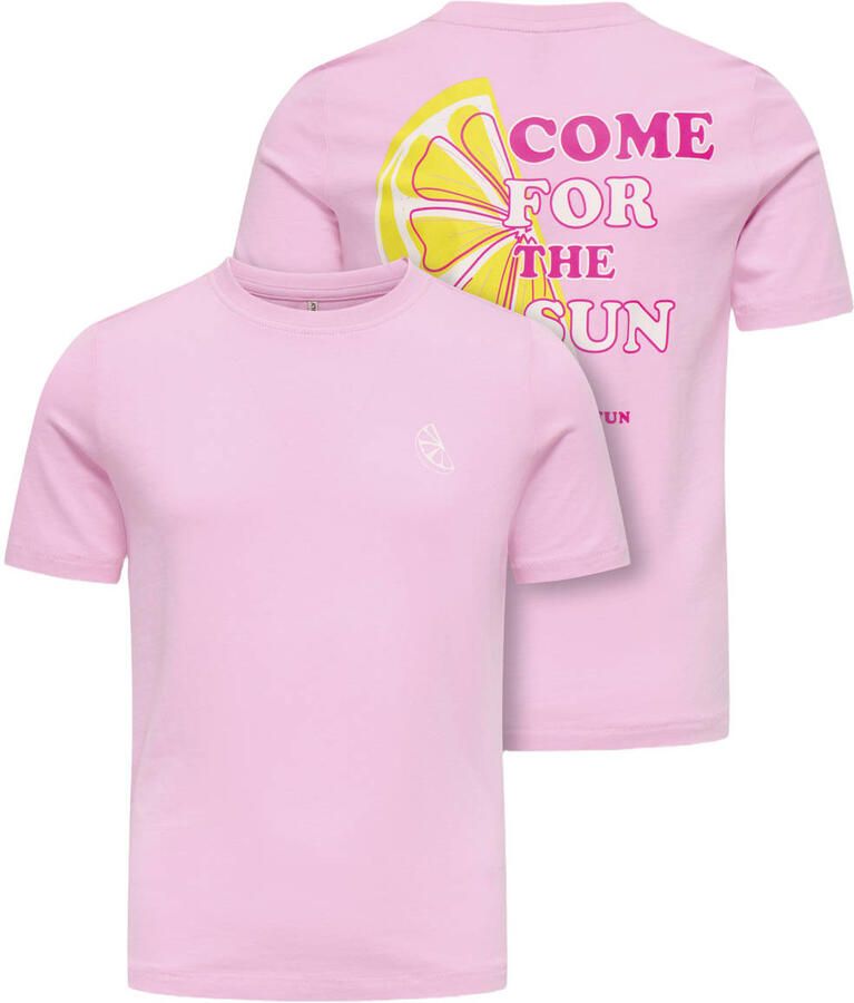 ONLY KIDS GIRL T-shirt met backprint roze - Foto 2