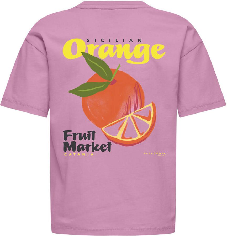 ONLY KIDS GIRL T-shirt met backprint roze