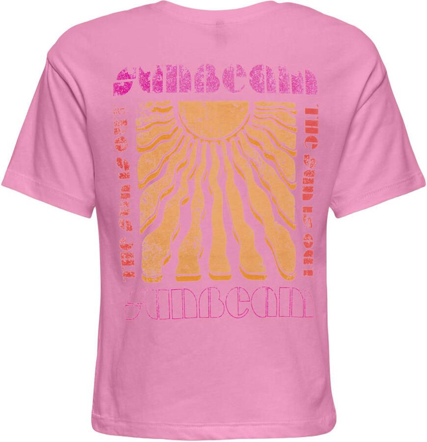 ONLY KIDS GIRL T-shirt met backprint roze