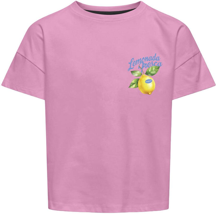 ONLY KIDS GIRL T-shirt met backprint roze