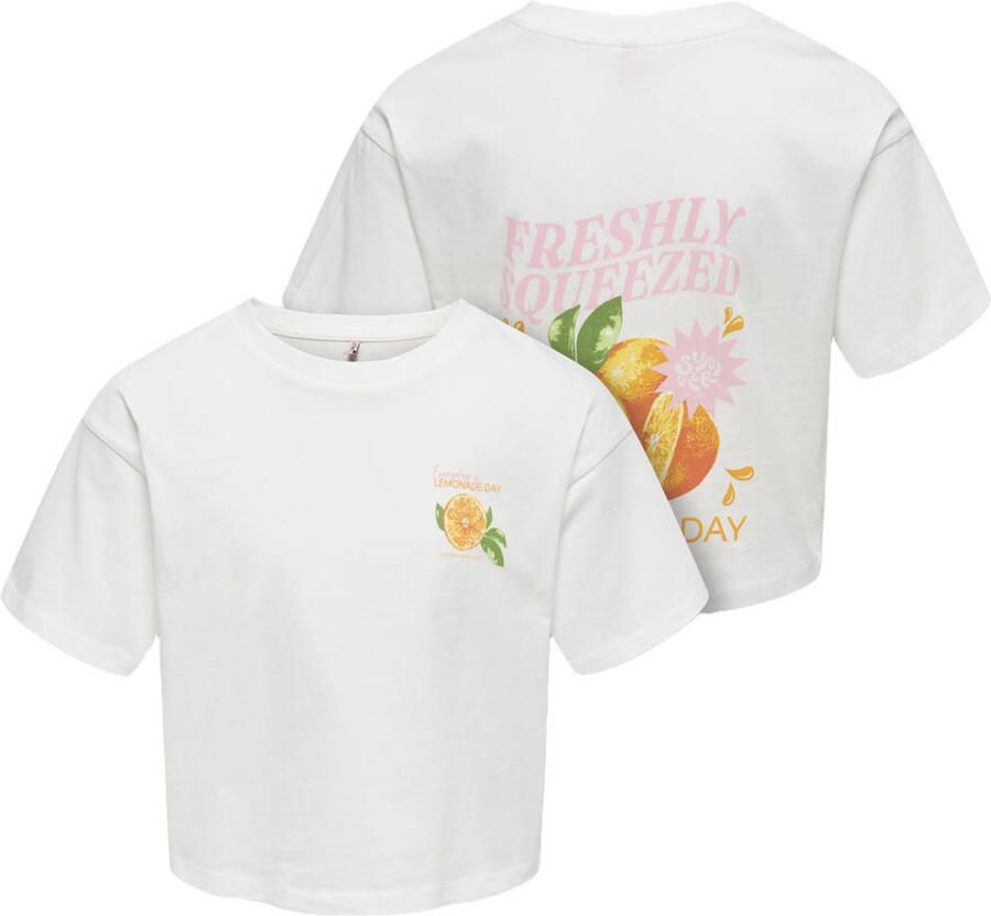 ONLY KIDS GIRL T-shirt met backprint wit - Foto 2