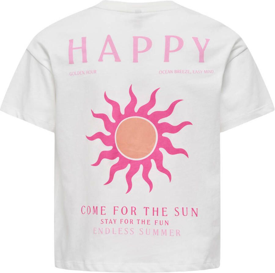 ONLY KIDS GIRL T-shirt met backprint wit - Foto 2