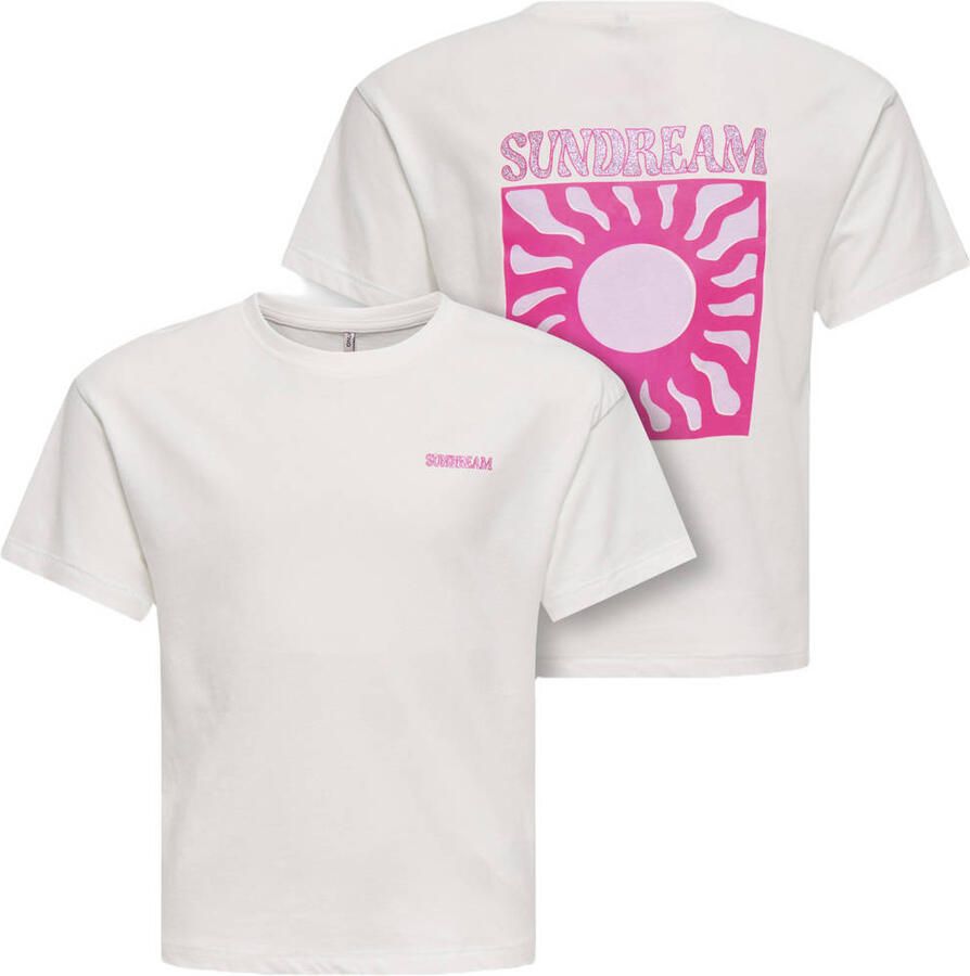 ONLY KIDS GIRL T-shirt met backprint wit - Foto 2