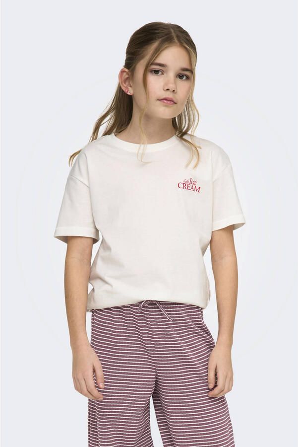 ONLY KIDS GIRL T-shirt met backprint wit