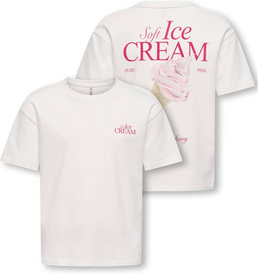 ONLY KIDS GIRL T-shirt met backprint wit - Foto 2