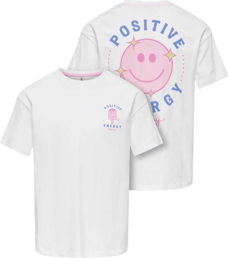 ONLY KIDS GIRL T-shirt met backprint wit - Foto 2