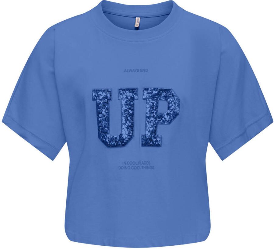 ONLY KIDS GIRL T-shirt met glitter marineblauw