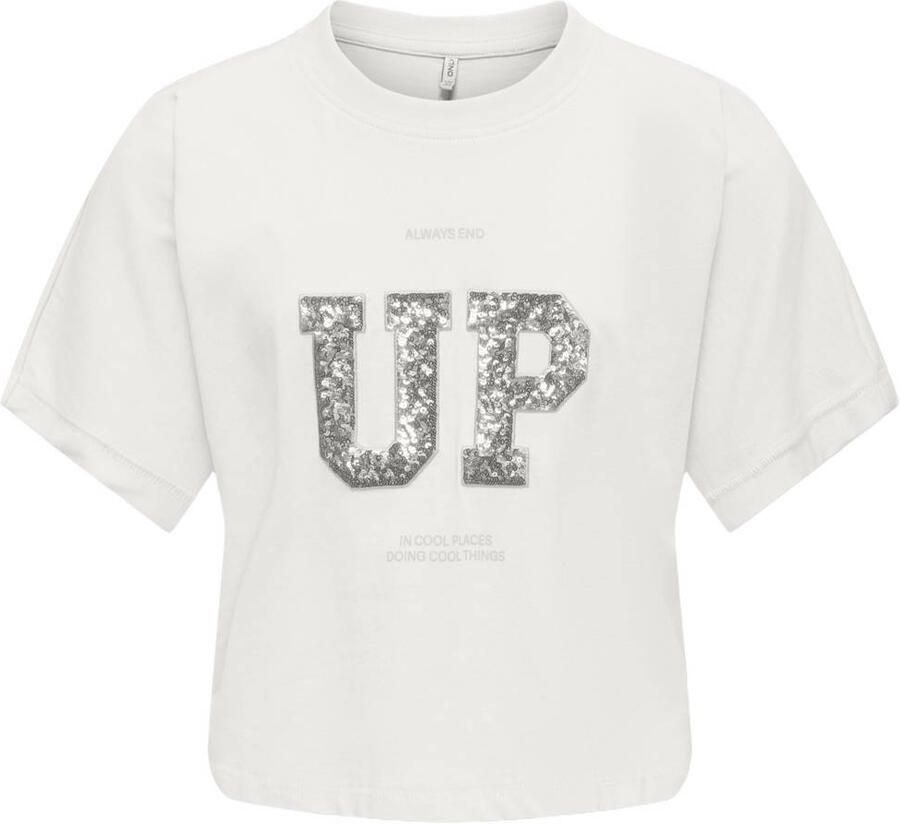ONLY KIDS GIRL T-shirt met glitter wit