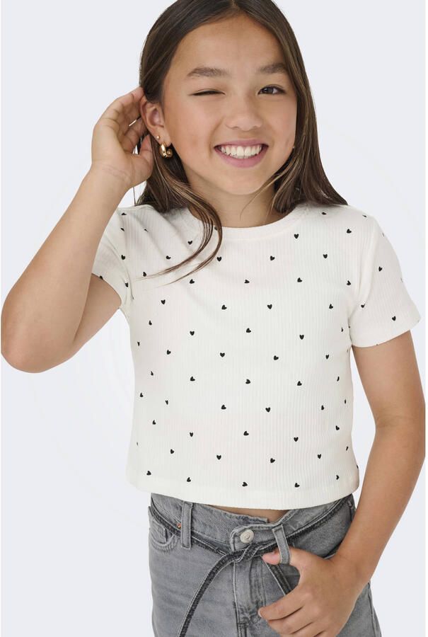 ONLY KIDS GIRL T-shirt met hartjes wit